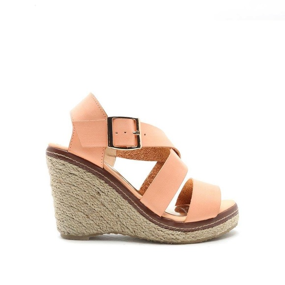 Peach Espadrille Wedge - Picture 2 of 5